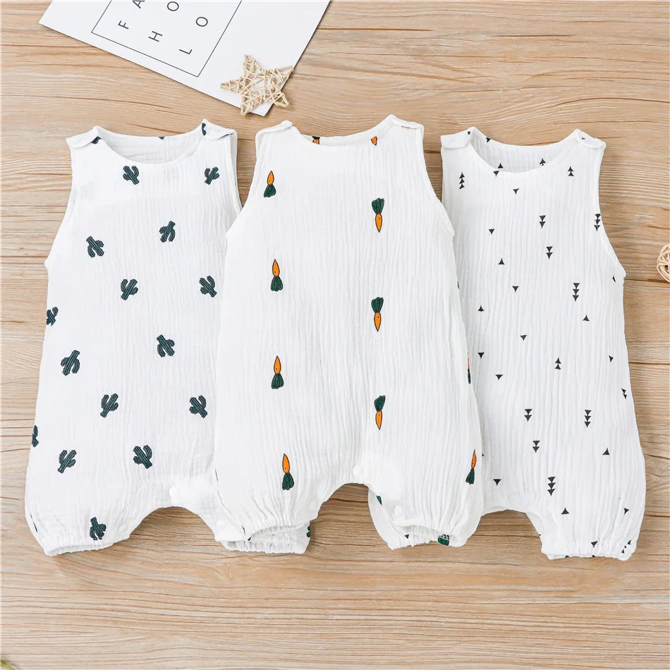 

Baby Romper Summer Toddler Boy Girl Cartoon Romper Sleeveless Cotton and Linen Clothing for Boys and Girls 6M-24M Baby Clothes