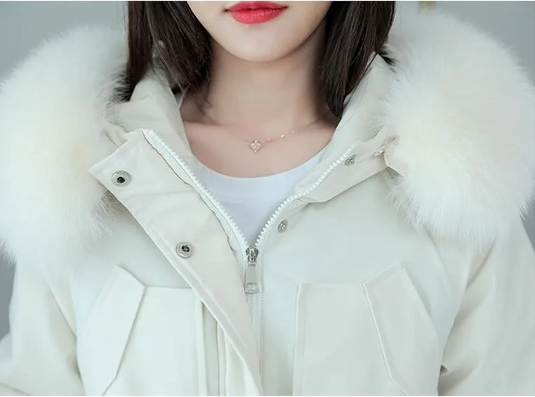 

2021 Winter Women's Down Cotton Padded Coat Woman Jacket With Fur Collar Windproof Thick Warm Parkas Fashion Women's Clothing