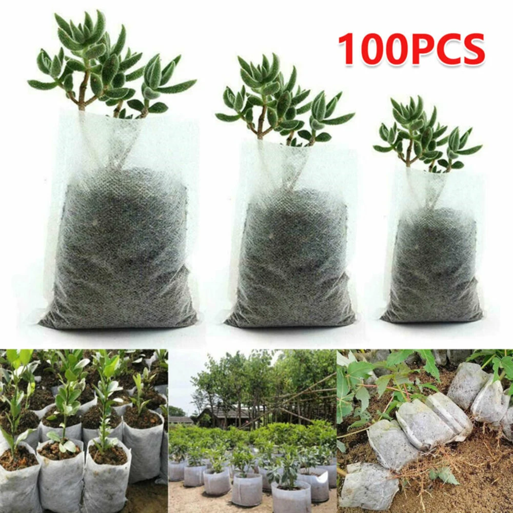 

100PCS Nursery Bags Biodegradable Planting Grow Pot Vegetables Flowers
