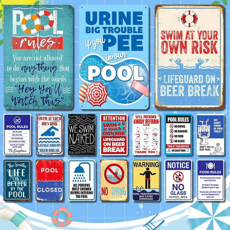

Swimming Pool Signs Pool Rules Metal Tin Signs For Swimming Pool Beach 8 x 12 Inches