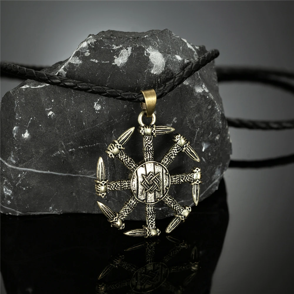 Ожерелье мужское скандинавские руны кинжал от солнца Викинг славянский талисман