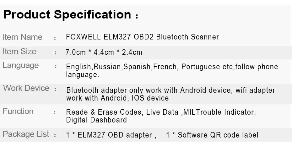 

FOXWELL FW102 V1.5 ELM327 OBD2 Bluetooth Adapter PIC18F25K80