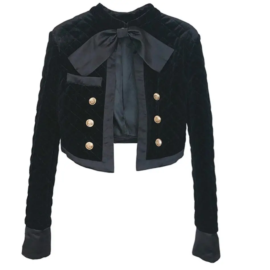 Винтажный Дворцовый стиль хлопковая стеганая куртка Женская двубортная