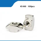 100 шт. M8 молоток 45-M8 гайка алюминиевый соединитель т крепеж раздвижная гайка никелированная углеродистая сталь для 4545 алюминиевого профиля