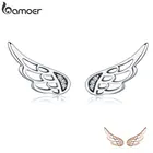 Серьги-гвоздики женские из серебра 925 пробы, с перьями и крыльями феи, SCE343