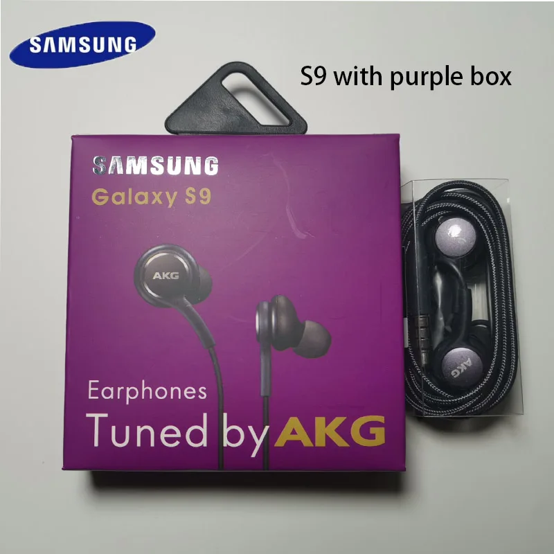 S9 with purple box Samsung AKG Наушники EO-IG955 3,5 мм наушники-вкладыши с микрофоном Проводная гарнитура для samsung Galaxy s10 S9 S8 S7 S6 S5 S4 HUAWE смартфон - Цвет: S9 with purple box