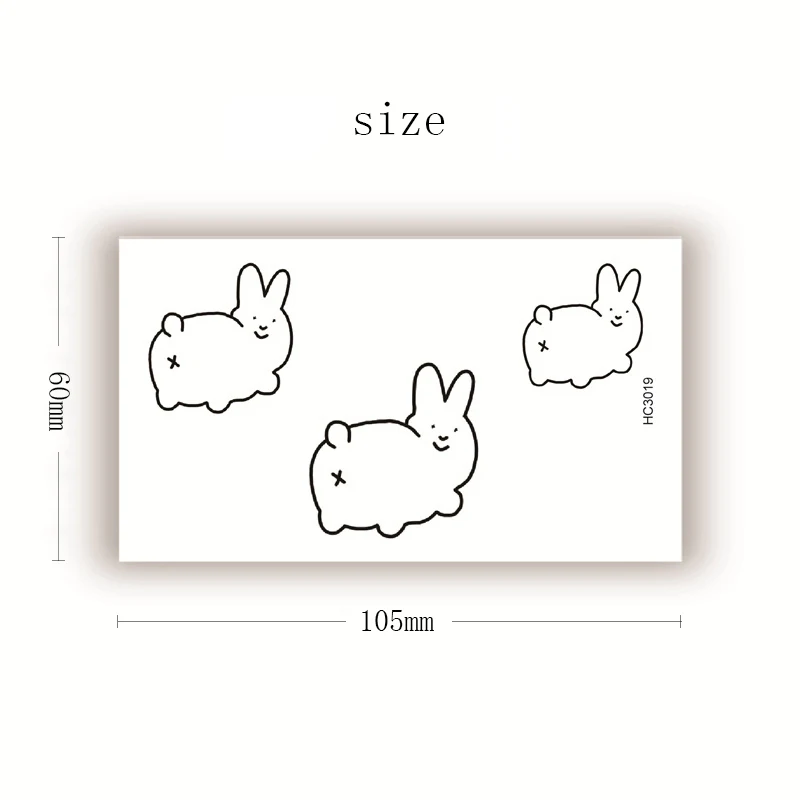 

Waterproof Temporary Tattoo Sticker Cartoon Cute Bunny Small Size Body Art Fake Tatto Flash Tatoo Wrist Foot Hand for Men Women
