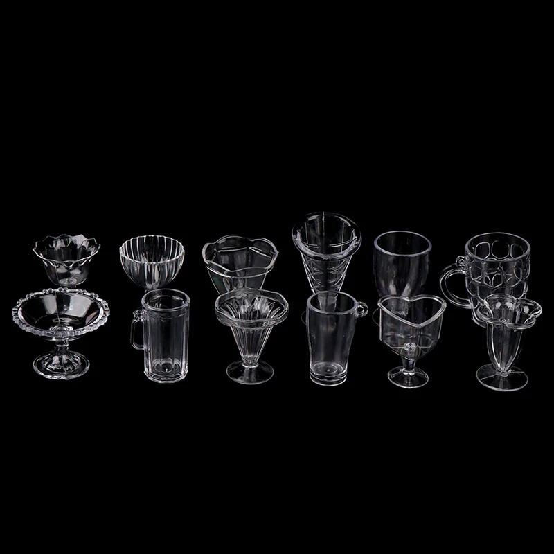 

12 шт./компл. 1:12 кукольный домик мини прозрачный DIY ролевые игры Кухонные принадлежности игрушка кофейные чашки, на вынос бумажные кофейные ч...