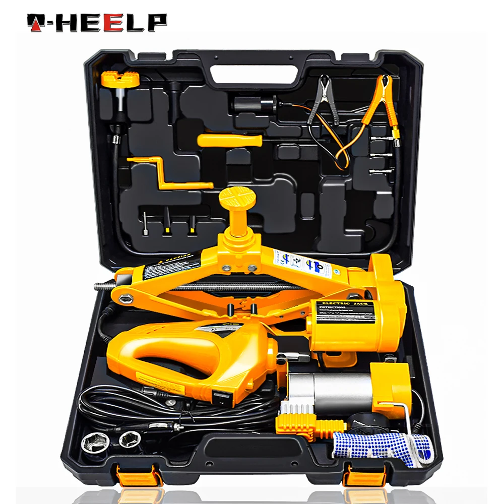 E-HEELP 3 in 1 Electric Car Jack Kit 12V 3T Lifting Set Car Jack With Impact Wrench And Air Pump Tire Repair Auto Lift Tools