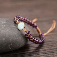stone wrap bracelets femme amethysts opal string braided yoga friendship bracelet bangle bohemian jewellery charm