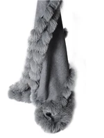 womens party 100 cashmere with genuine fox fur trimmed long shawl cloak cape winter outdoor scarf