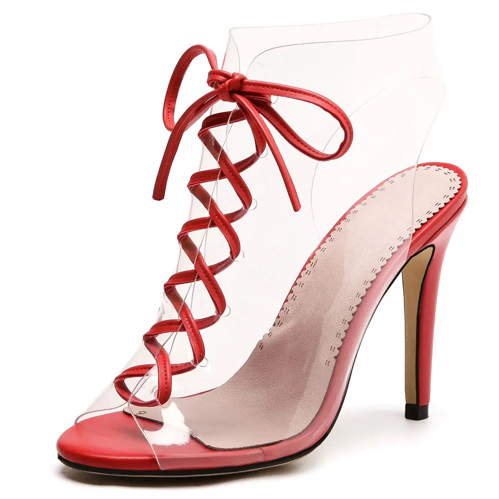 

Fanyuan Women Sandals Peep Toe Clear Transparent High Heel Thin Heels Stilettos Slingback Wedding Dress Shoes Summer Size 33-43