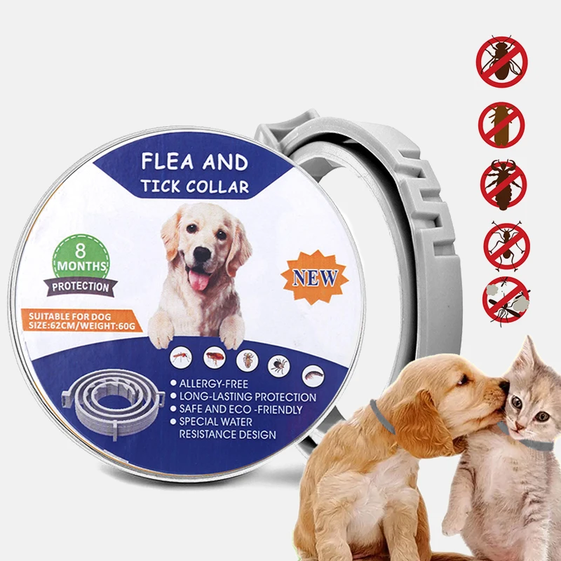 Ошейник для собак и кошек из ТПЭ с защитой от блох насекомых регулируемый ошейник