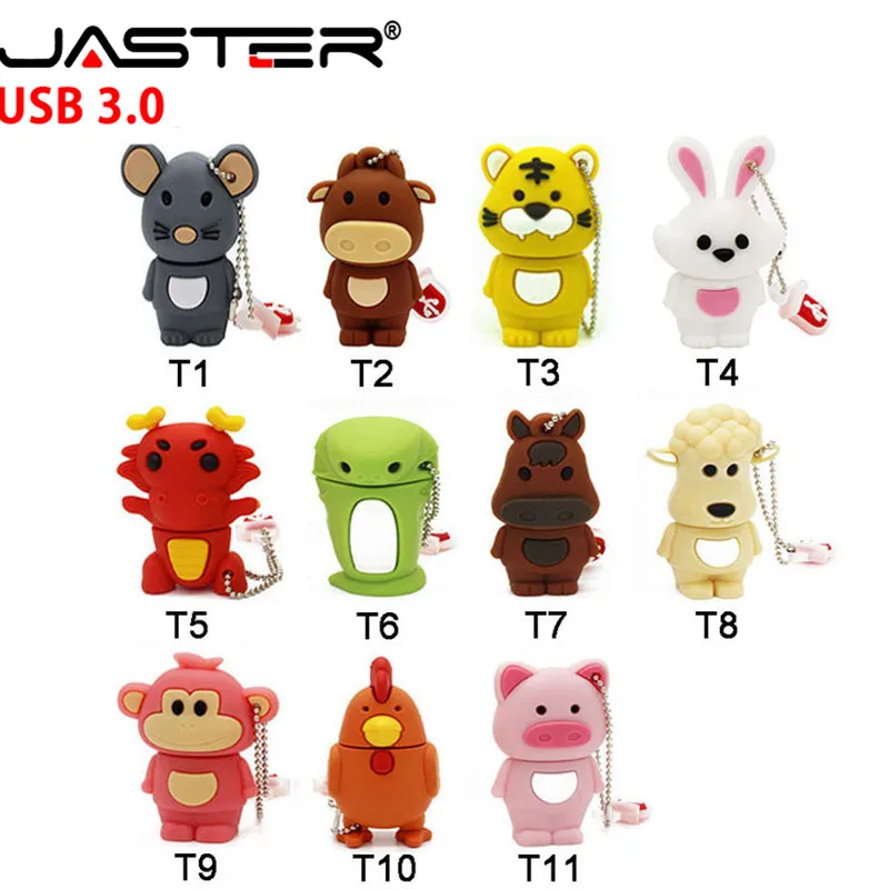 

JASTER Китайский Зодиак флеш-накопитель usb 3,0 диск животное зеленая змея/курица/кролик/лошадь/обезьяна карта памяти Флешка 4 Гб до 64 ГБ