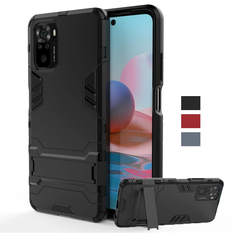 Чехол бампер для Xiaomi Redmi Note 10S противоударный чехол с подставкой телефона