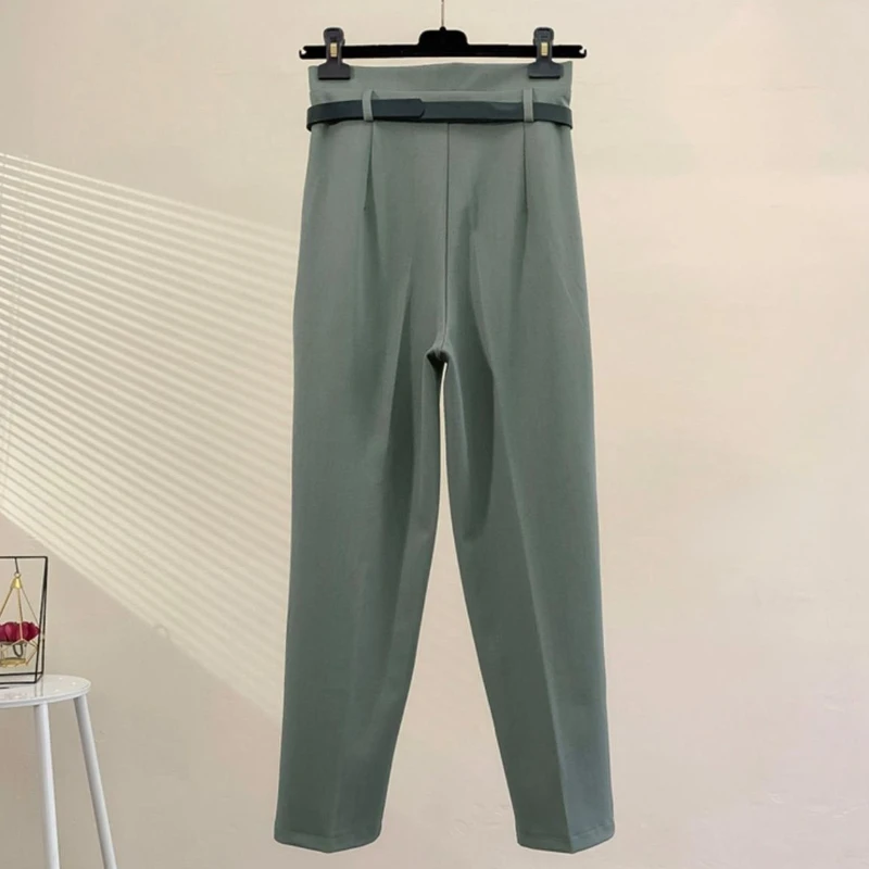 Брюки-султанки Женские повседневные с завышенной талией однотонные простые