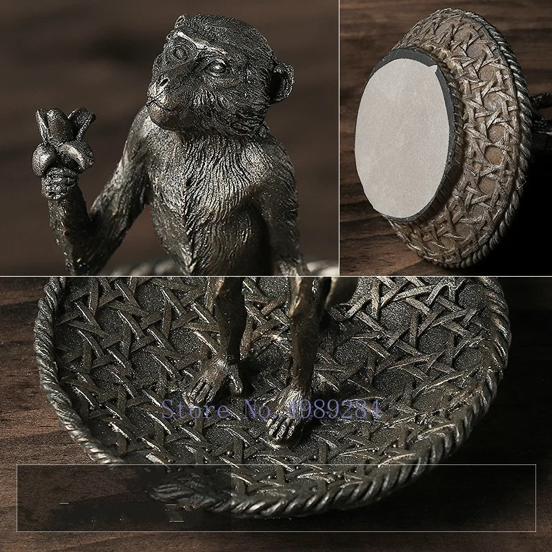 Nordic Creative Resin Retro monkey Simulated animal Glass cover Crafts ornaments Modern home decorations figurines accessories | Дом и сад