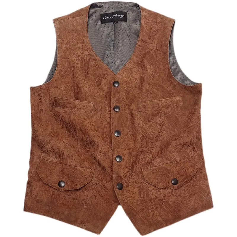 

Restoring ancient ways of carve patterns or designs on woodwork suede goat (super portable soft) first layer leather vest