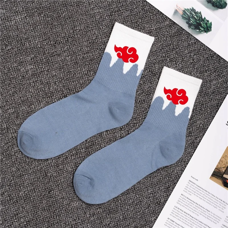 Calcetines de tubo con dibujos de Naruto para ni&ntilde;os y ni&ntilde;as, calcet&iacute;n informal de anime, Sasuke Sakura, cosplay, 1 par-2