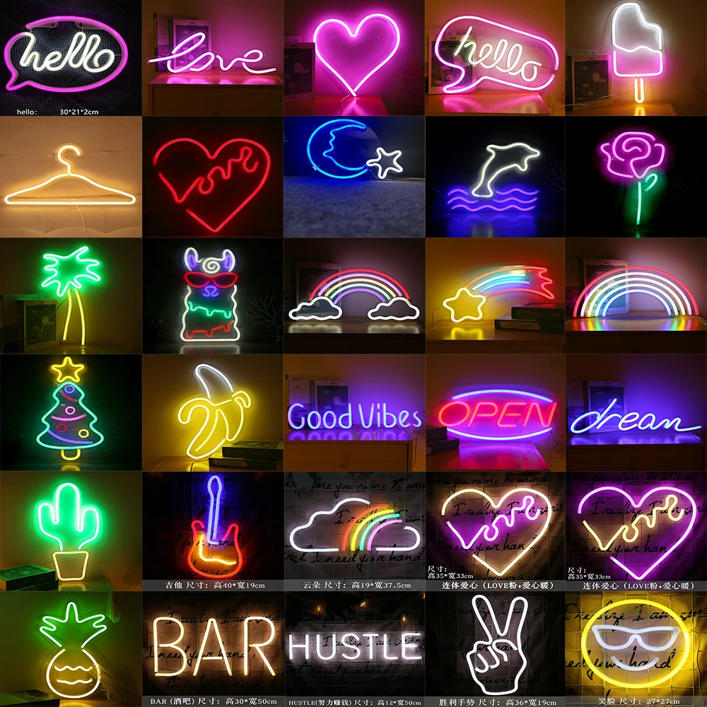 

Led Neon Light Acrylic Transparent Backboard Signboard Neon Lamp Popsicle Alpaca Party Play Room Bedroom Decor Christmas Gifts