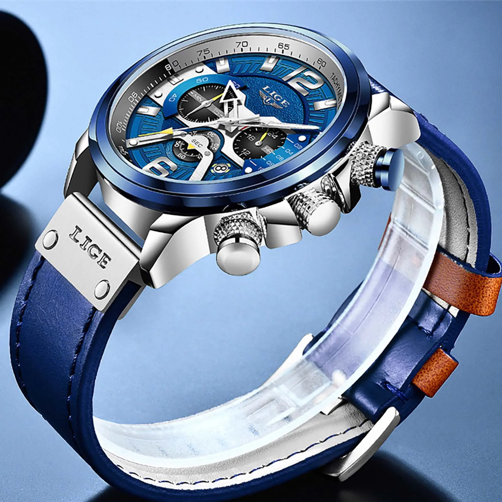 

Fashion Men's Digital Quartz Leather Belt Multifunctional Sports Electronic Watch Stainless Steel Men's Waterproof Watches Hot