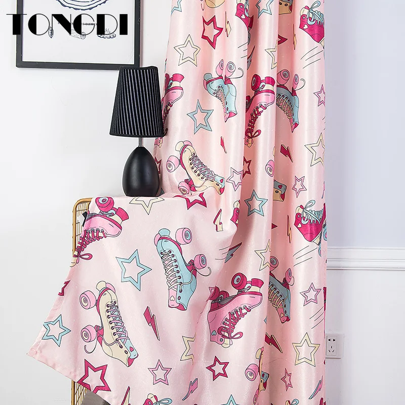 Светонепроницаемые шторы TONGDI Детские фланелевые с милым мультяшным принтом