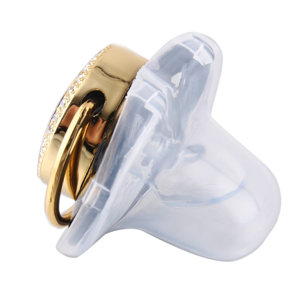 Chupete de lujo para beb&eacute; con letra inicial A, soporte para chupete brillante con diamantes de imitaci&oacute;n, Clip, chupete sin BPA-4