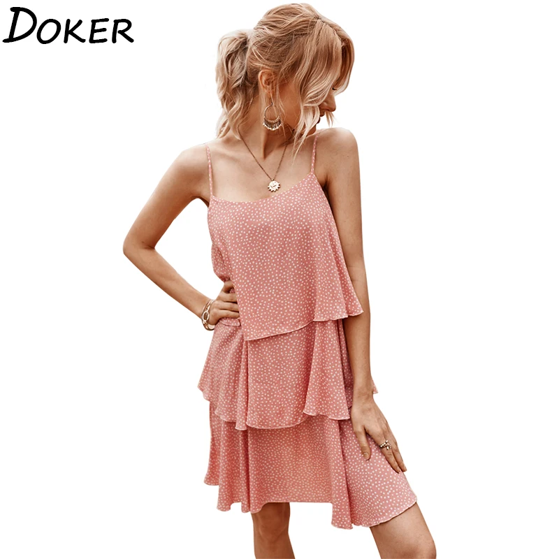 2020 летнее повседневное сексуальное платье на бретелях в горошек женское