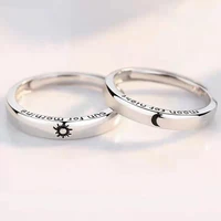 minimalist silver color opening rings adjustable size ring sun moon couple rings for men women couple engagement jewelry gifts