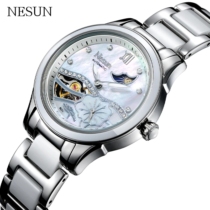 NESUN оригинальные Роскошные брендовые механические водонепроницаемые женские