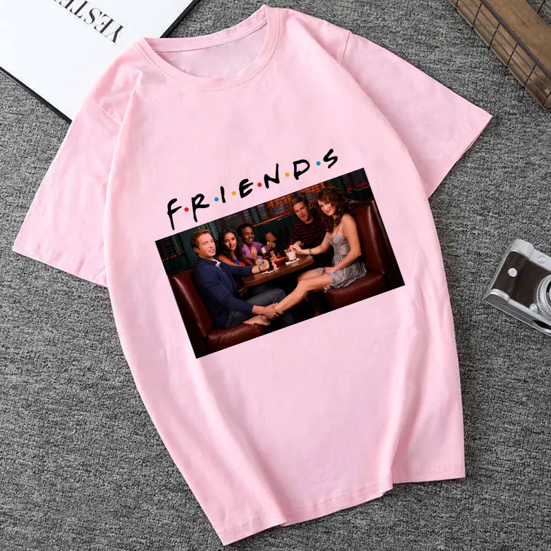 Харуджуку Kawaii Топы друзья ТВ футболка Женская корейский стиль модная Ulzzang