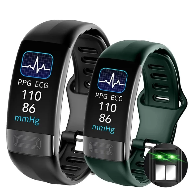 

Смарт-часы ECG PPG P11 Plus с измерением температуры тела, пульса, артериального давления, кислорода, водонепроницаемый спортивный фитнес-браслет ...