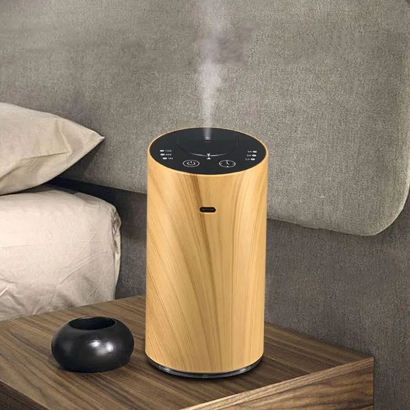 Bezwodny zapachowy olejek eteryczny dyfuzor samochodowy USB Auto aromaterapia nebulizator drewna akumulator przenośny cichy Mist Maker dla domu
