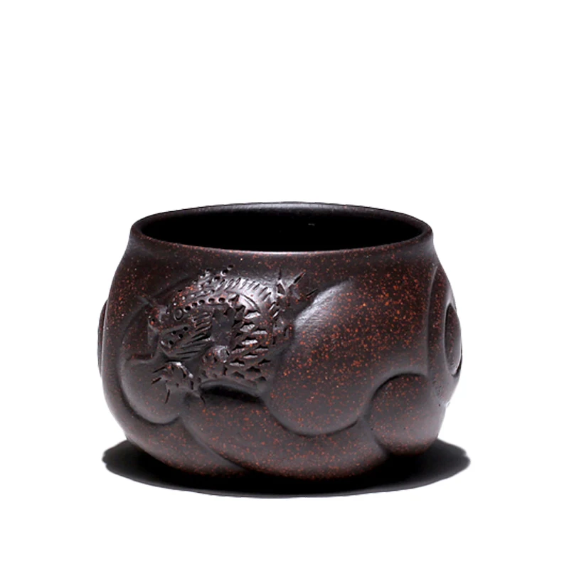 

TaoYuan yixing undressed ore purple sand sample tea cup black gold dragon master cup just fish 120 cc 88 yuan/only