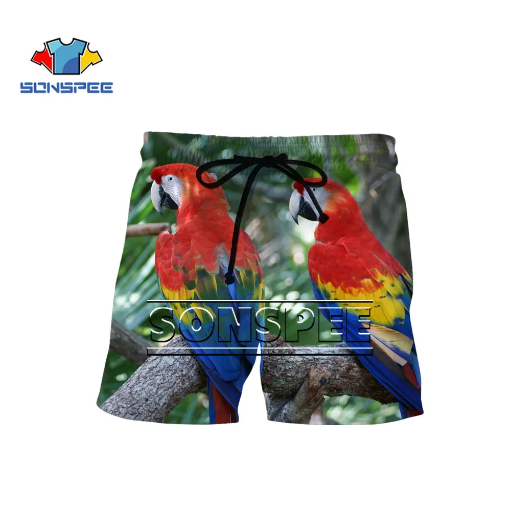 

SONSPEE Shorts Summer New Men Women Beach Short 3D Print Parrot Popular Street Fashion Sports Fitness Harajuku Casual Pants