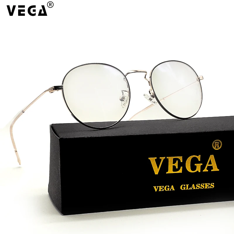 VEGA Eyewear ретро Овальный анти синий светильник очки из розового золота