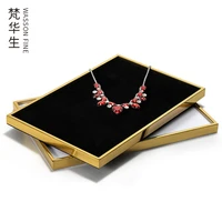 metal frame jewelry tray display stand stainless steel storage suede jewelry display tray customization