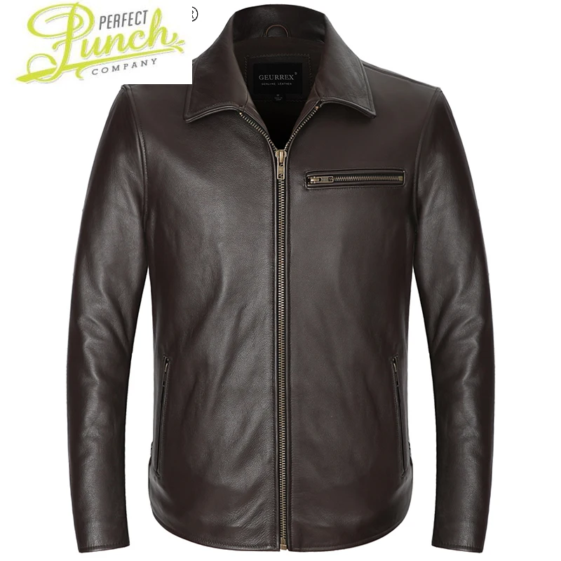 

Мужская короткая куртка из натуральной кожи, винтажная куртка из воловьей кожи, модель KJ6100