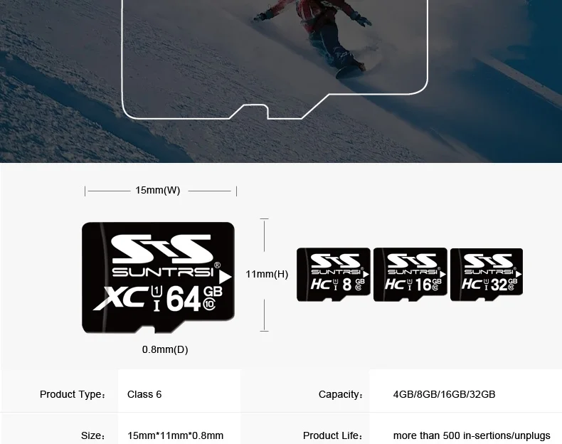 Suntrsi Micro SD карта 32 Гб 16 Гб SDHC+ Class 6 C6 TF usb флэш-карта памяти 8 ГБ 4 ГБ продукт высокая скорость для телефона камеры