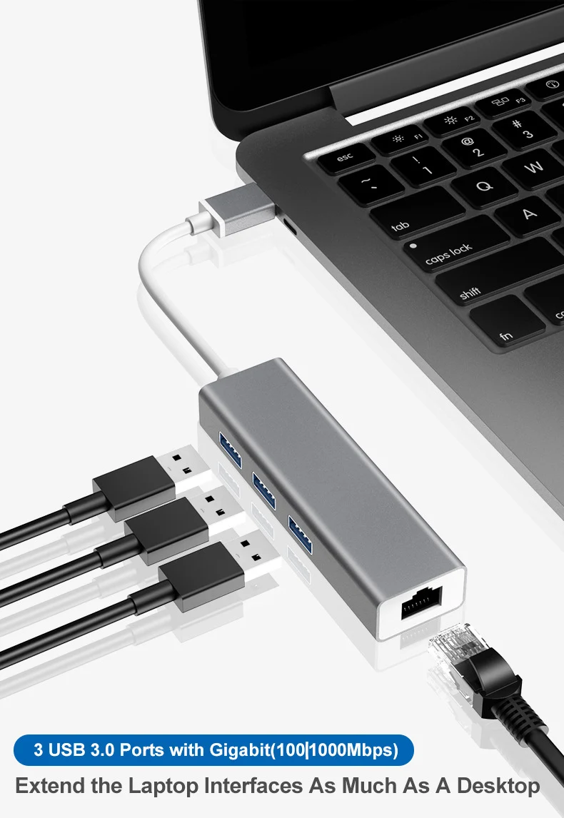 3 порта s USB 0 гигабитный Ethernet Lan RJ45 сетевой адаптер концентратор до 1000 Мбит/с ПК