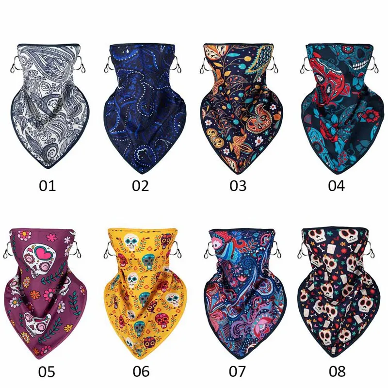 

Face Mask Neck Gaiters Face Cover Shield Hanging Ear Cooling Summer Cycling Triangle Scarf Balaclava Bandana Headband