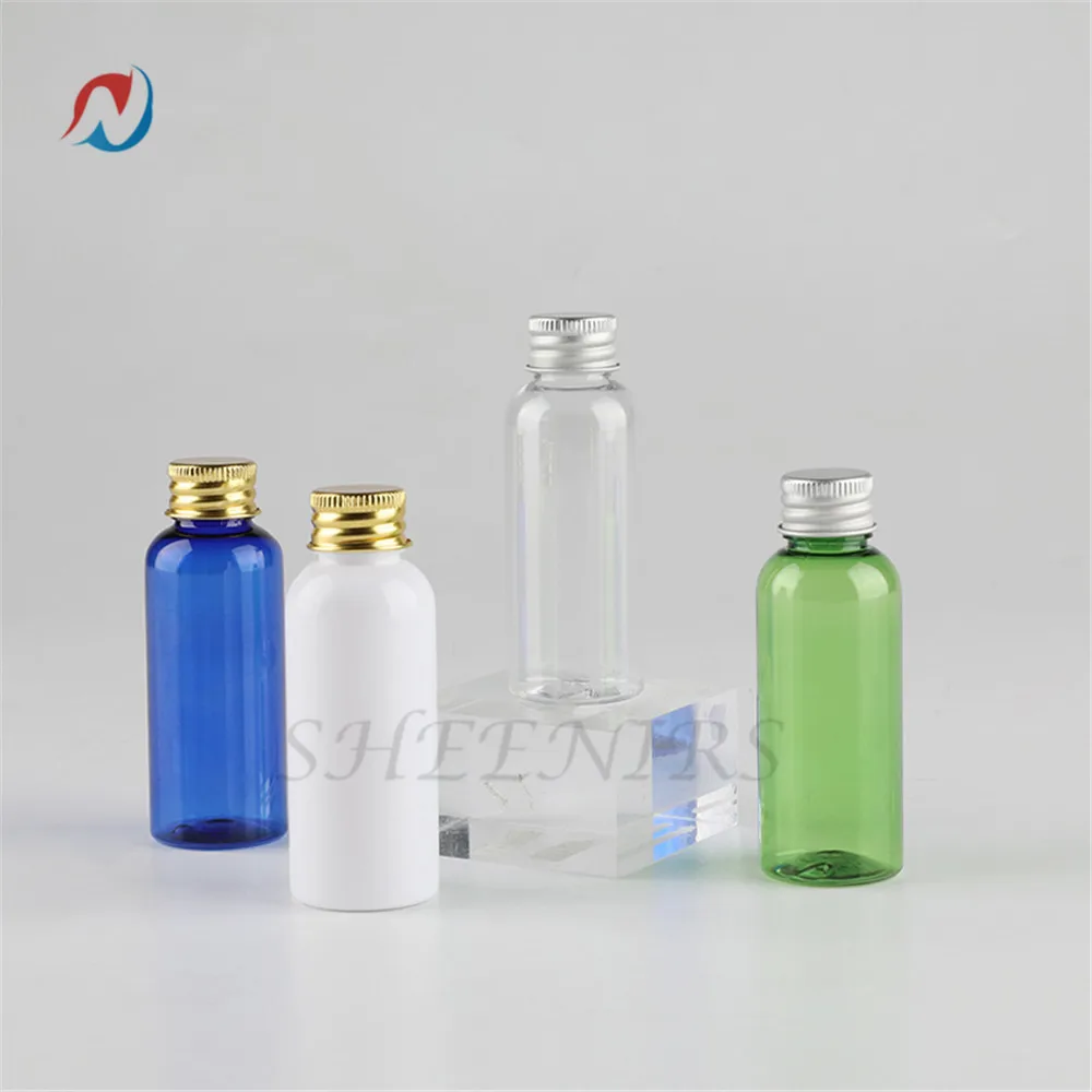 

24pcs Empty 50ml Plastic PET Bottle With Aluminum Cap 1.67OZ aluminum Screw-up Cap Plastic PET bottle for travel Skin Care