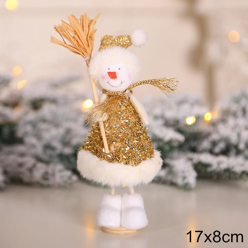 0140-Gold snowman Висячая кукла Ангел рождественские украшения для дома рождественские товары кулон Рождественский орнамент Navidad Kerst год - Цвет: 0140-Gold snowman