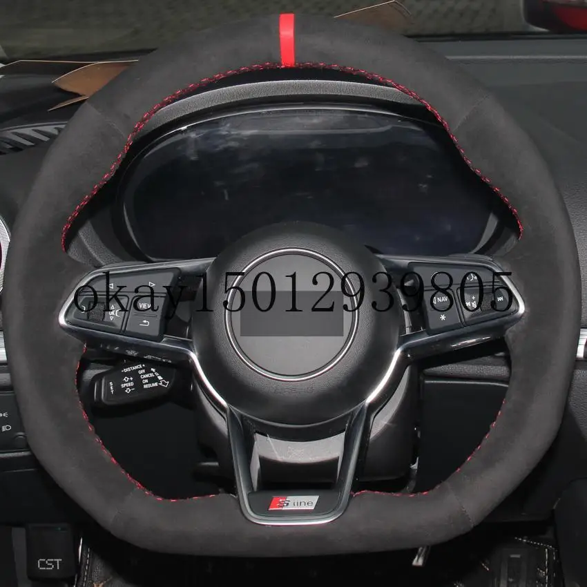 

All Black Suede Hand-stitched Car Steering Wheel Cover for Audi TT 2017