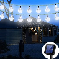 solar string lights outdoor waterproof globe garland solar powered patio light decorative with 8 lighting modes for garden yard