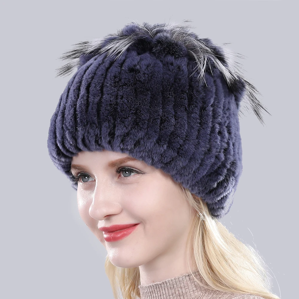 Новые меховые шапки для женщин зимняя шапка из натурального меха кролика Рекс