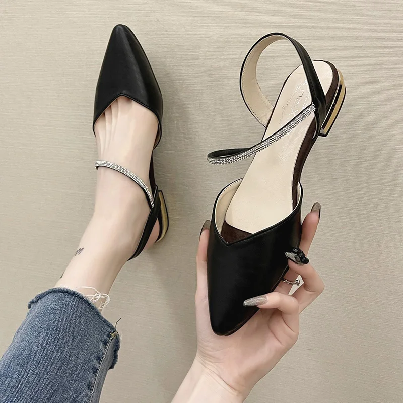 

Shoes Med Square heel Ladies' Slippers Low Glitter Slides Fashion Slipers Women Block Jelly Luxury 2021 PU Rome Hoof Heels Cryst