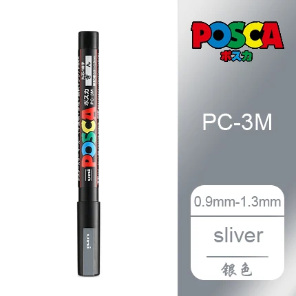 Silver 1 шт. UNI маркер PC-3M(POSCA) поп-плакат реклама водостойкий офис Студенческая живопись аниме ручная роспись - Цвет: Silver