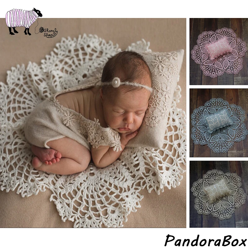 

Кружевное цветочное одеяло + подушка для фотосъемки новорожденных девочек и мальчиков