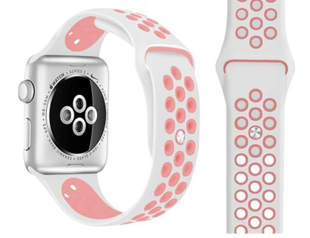 Спортивный силиконовый ремешок для apple watch, серия 5, 4, 38 мм, 40 мм, 42 мм, 44 мм, для iwatch 3, 2, 1, браслет, браслет - Цвет ремешка: white pink